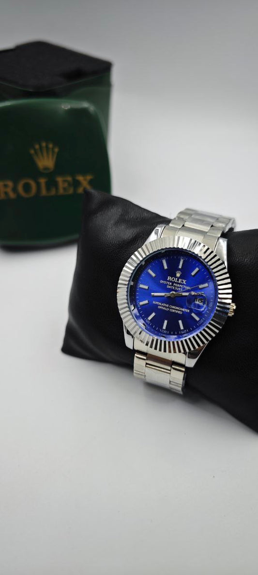 ROLEX DIŞI GÜMÜŞ İÇİ MAVİ SAAT
