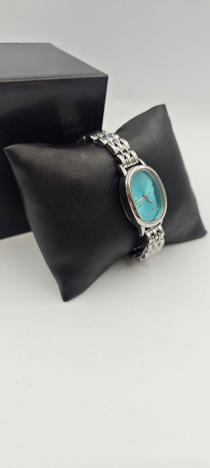 BAYAN YUVARLAK TURKUAZ SAAT