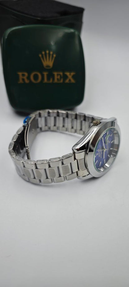 ROLEX DIŞI GÜMÜŞ İÇİ MAVİ SAAT