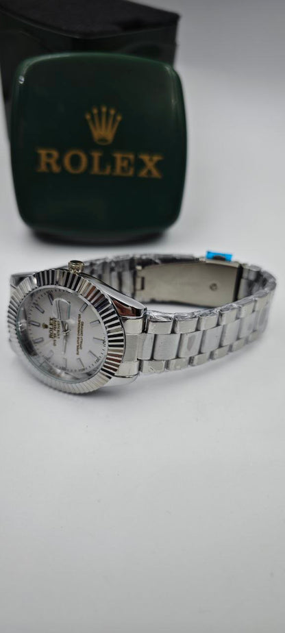 ROLEX DIŞI GÜMÜŞ İÇİ BEYAZ SAAT