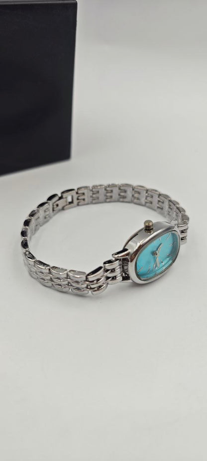 BAYAN YUVARLAK TURKUAZ SAAT