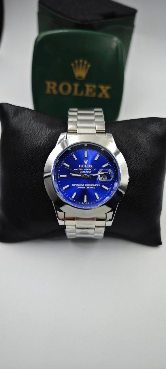 ROLEX DIŞI GÜMÜŞ İÇİ MAVİ SAAT