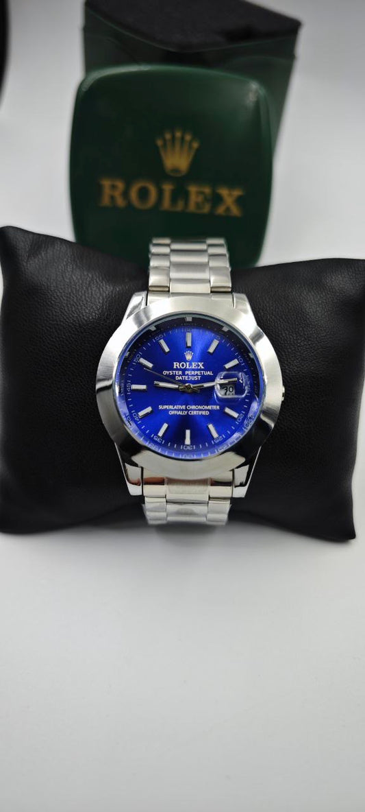 ROLEX DIŞI GÜMÜŞ İÇİ MAVİ SAAT