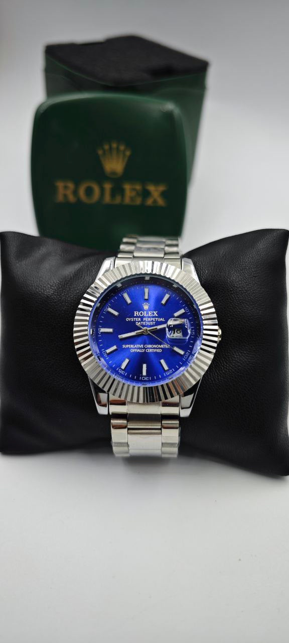 ROLEX DIŞI GÜMÜŞ İÇİ MAVİ SAAT