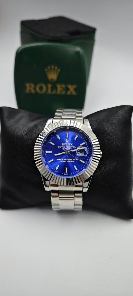 ROLEX DIŞI GÜMÜŞ İÇİ MAVİ SAAT