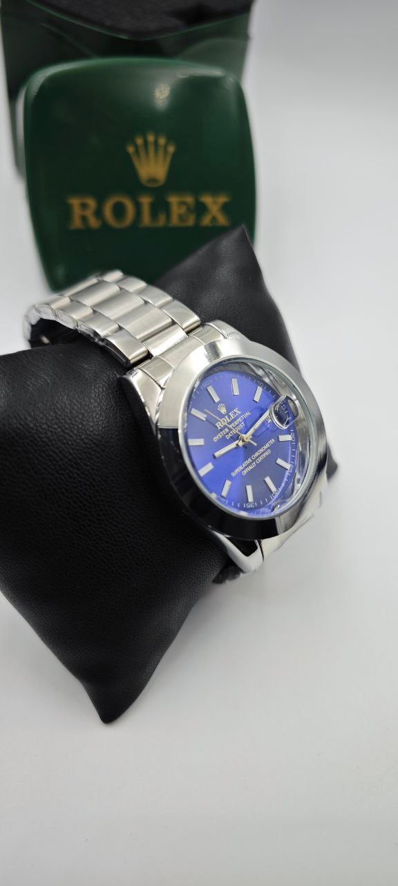 ROLEX DIŞI GÜMÜŞ İÇİ MAVİ SAAT