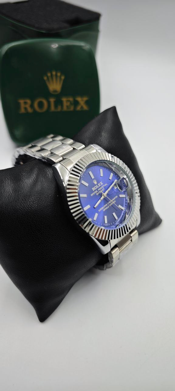 ROLEX DIŞI GÜMÜŞ İÇİ MAVİ SAAT