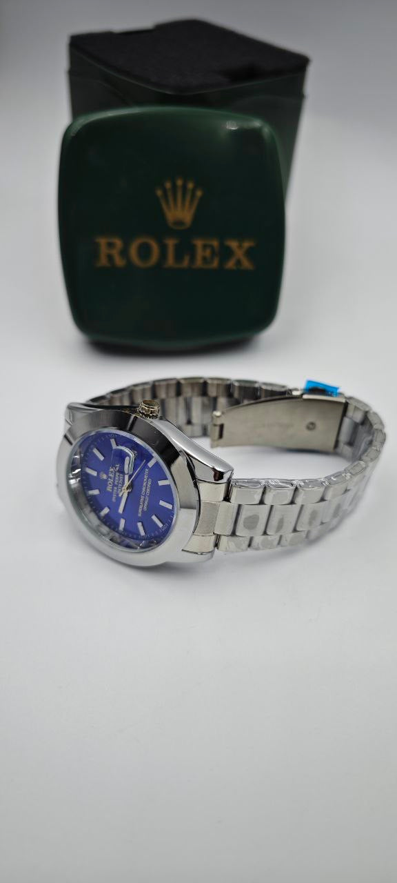 ROLEX DIŞI GÜMÜŞ İÇİ MAVİ SAAT
